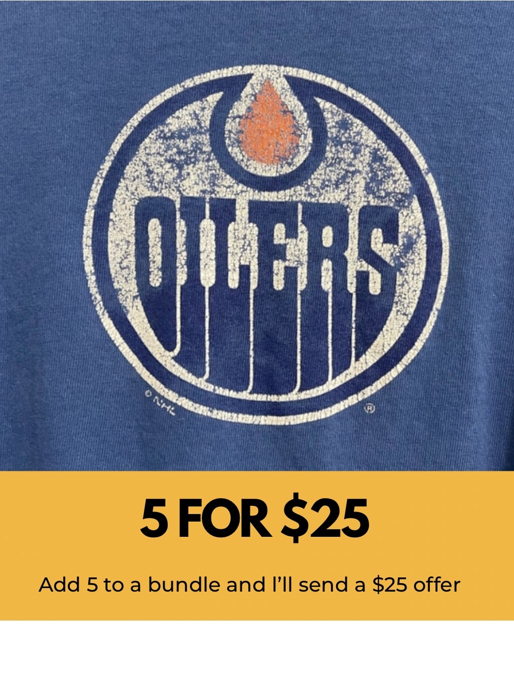 “Oilers” Blue and Orange Ringer Tee with Team Graphic